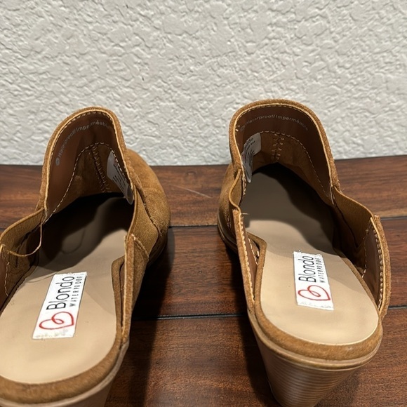 Blondo Nala Suede Cognac Waterproof Mules Size 11 - Picture 6 of 8